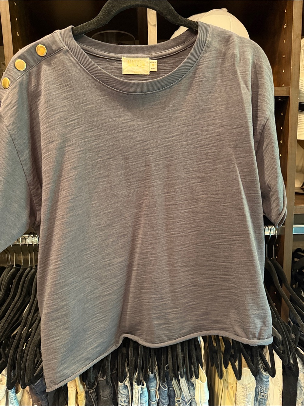 Nation LTD Heather Slate Short-Sleeve Tee with Shoulder Buttons